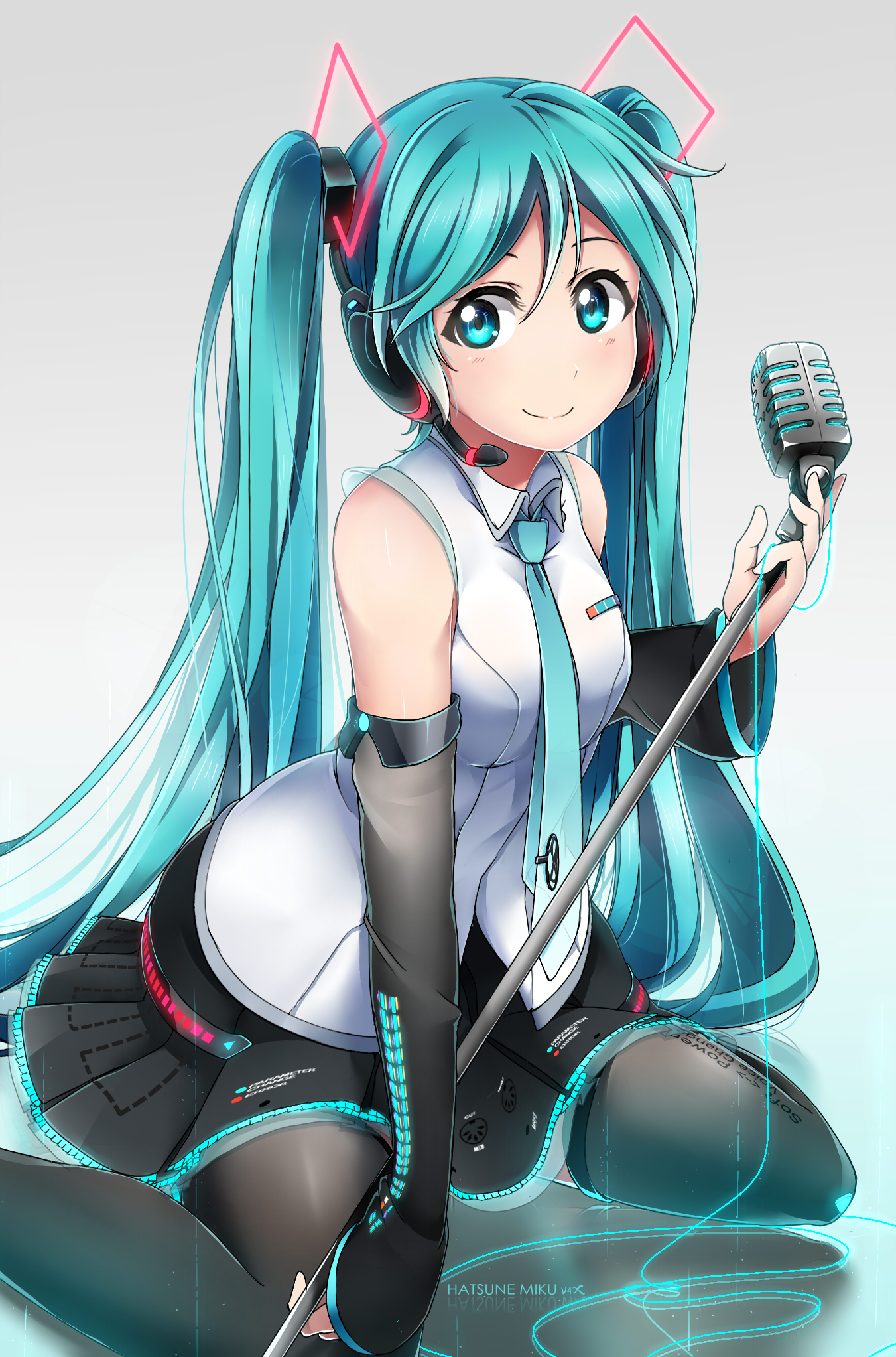 Shiimai Vocaloid Hatsune Miku Headphones Thighhighs 377535 Yande Re